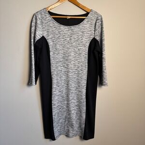 Old Navy Womens Dress 3/4 Sleeve Gray Black Large Stretch‎ Knit Casual Work